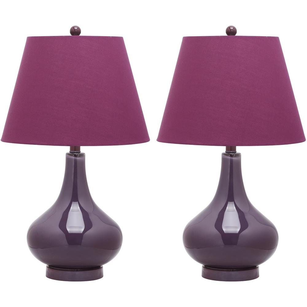 Safavieh LIT4087K AMY GOURD GLASS (SET OF 2) DRK PURPLE BASE AND NECK TABLE LAMP